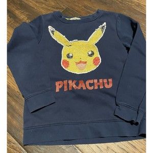Pokémon Pikachu Sweatshirt Reversible Sequin Size 6-8 Kids Boys By H&M
